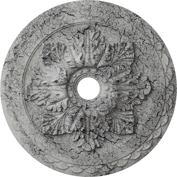Ekena Millwork Bordeaux Deluxe Medallion (Canopies up to 4"), 23 5/8"OD x 3"ID x 2"P, Ultra Pure White Crackle CM23BOUWC - main